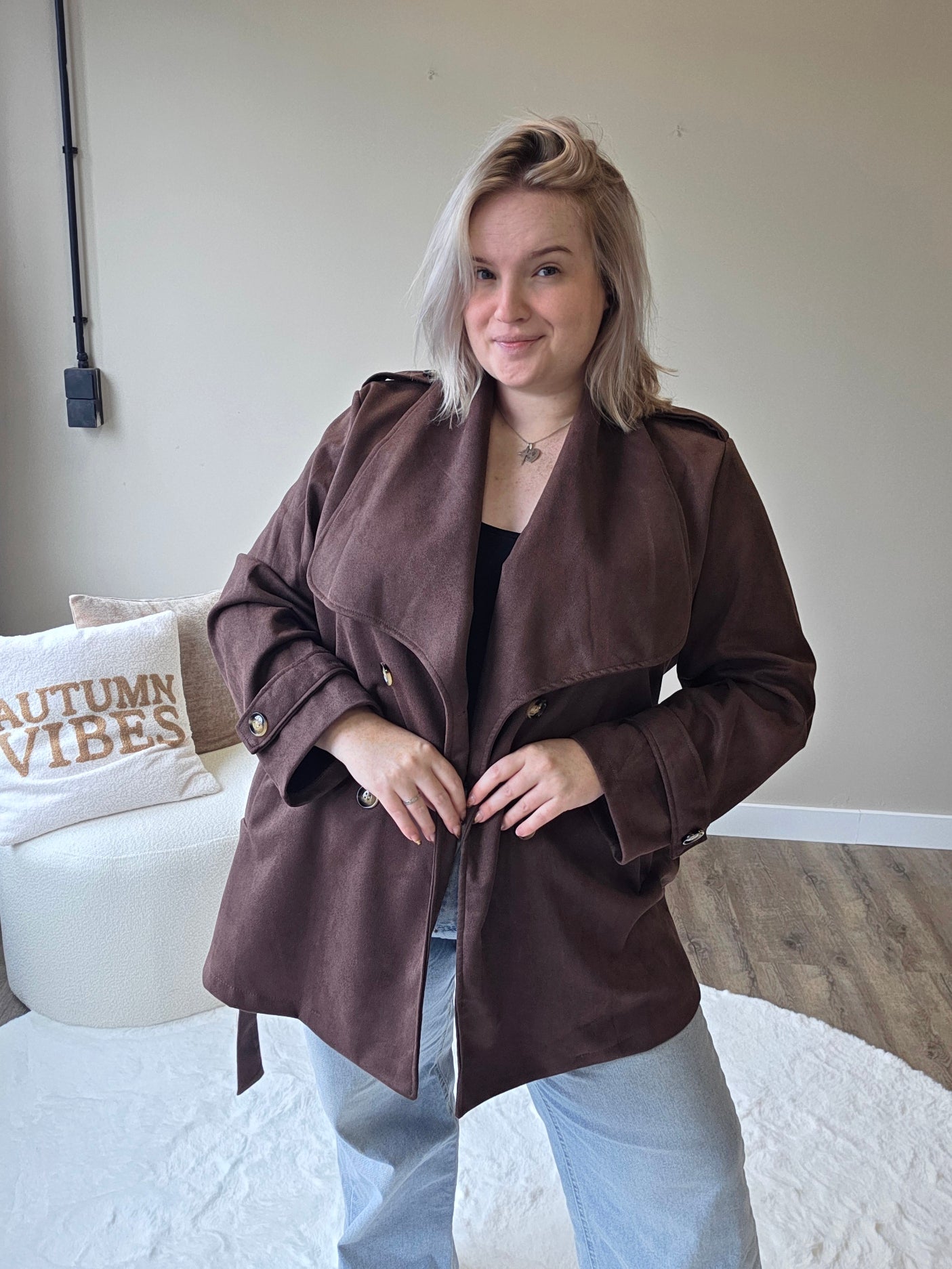 Suède Trenchcoat Short (In 3 kleuren)