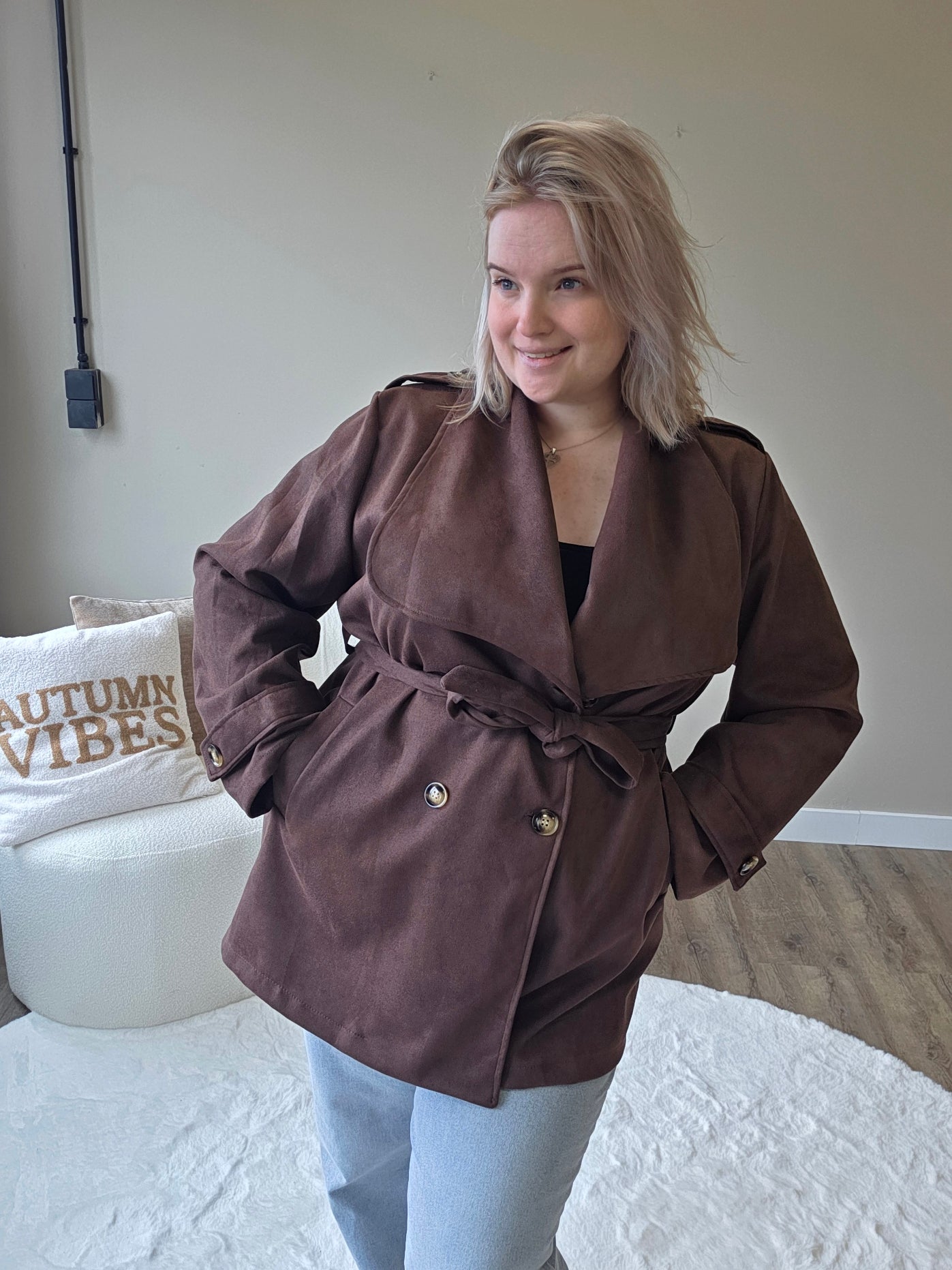 Suède Trenchcoat Short (In 3 kleuren)