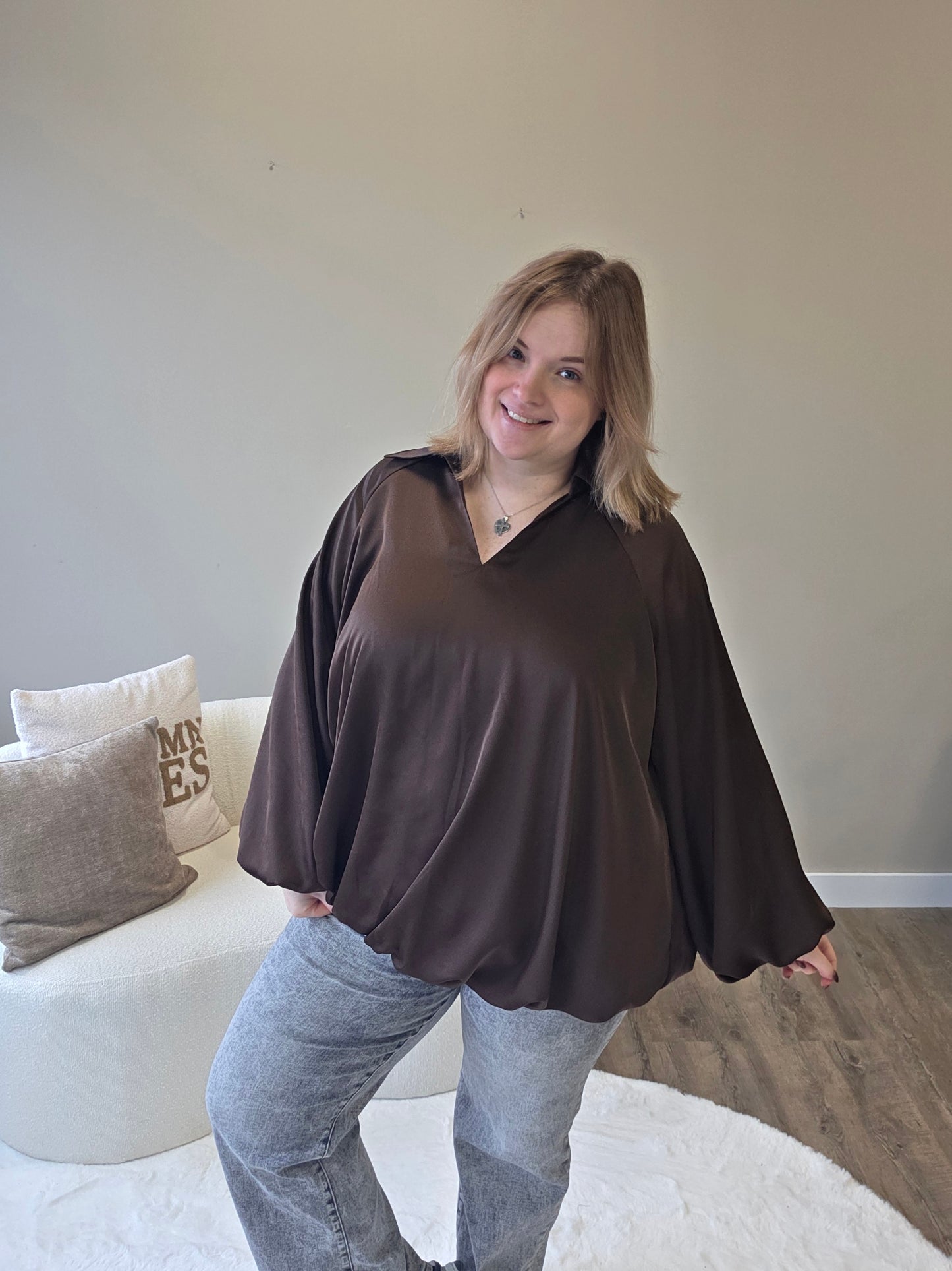 Pofmouwblouse (in 2 kleuren)