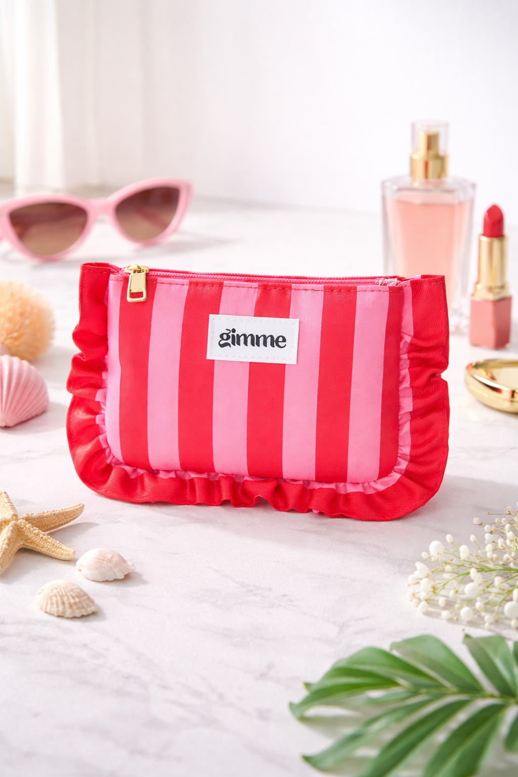 Gimme Stripes Make-up bag roze/rood