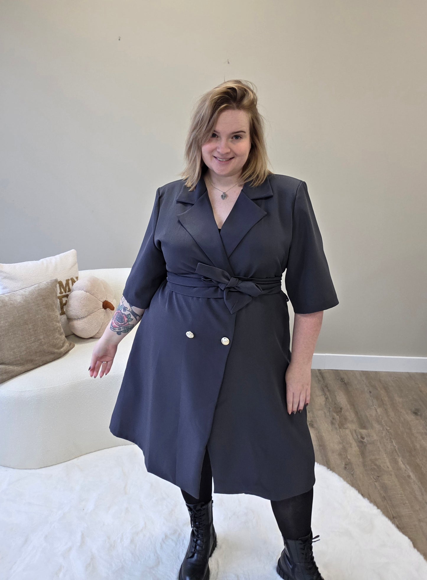 Nikki Curvelly Exclusive Blazer Dress Dark Gray