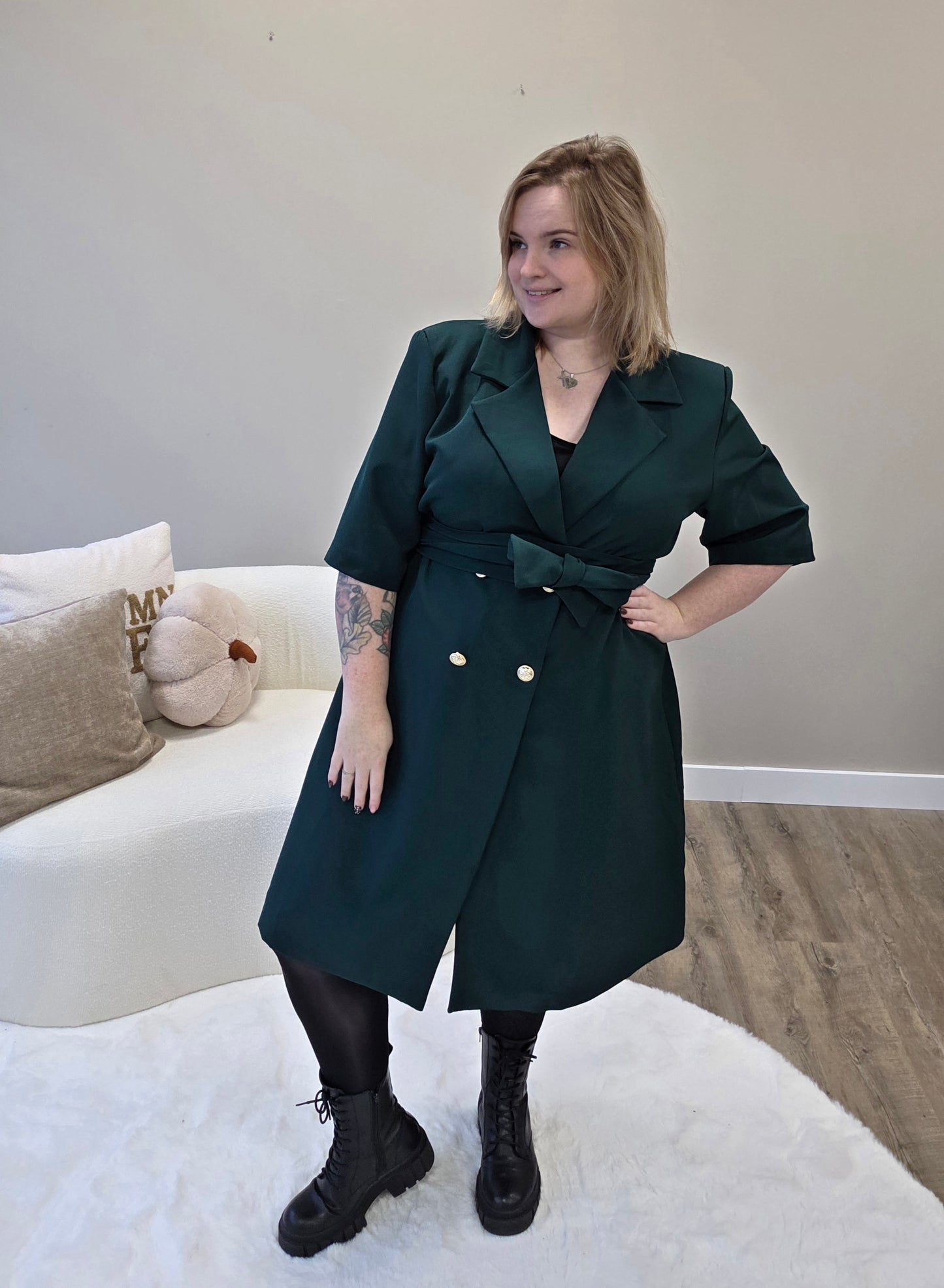 Nikki Curvelly Exclusive Blazer Dress Forest Green