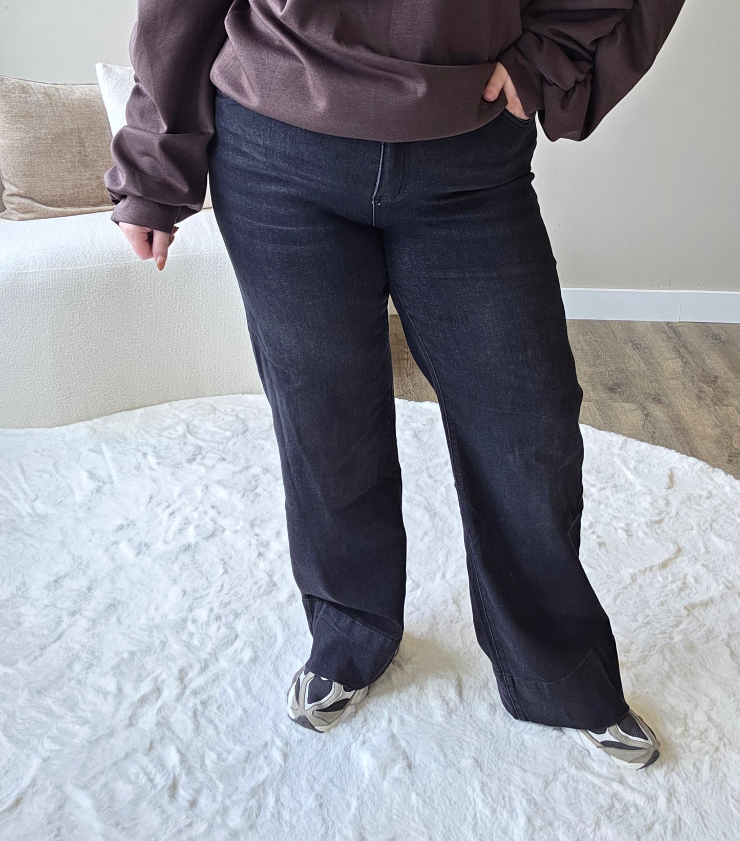 Goodies Dark Grey Wideleg Jeans | DJ2723