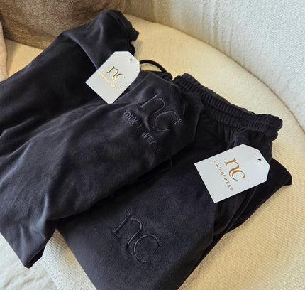 NC Loungewear Samtanzug, Schwarz