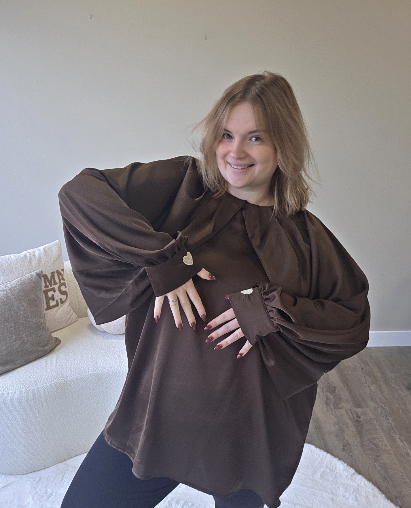 Satin Look Blouse Met Hartjes (In 2 kleuren)