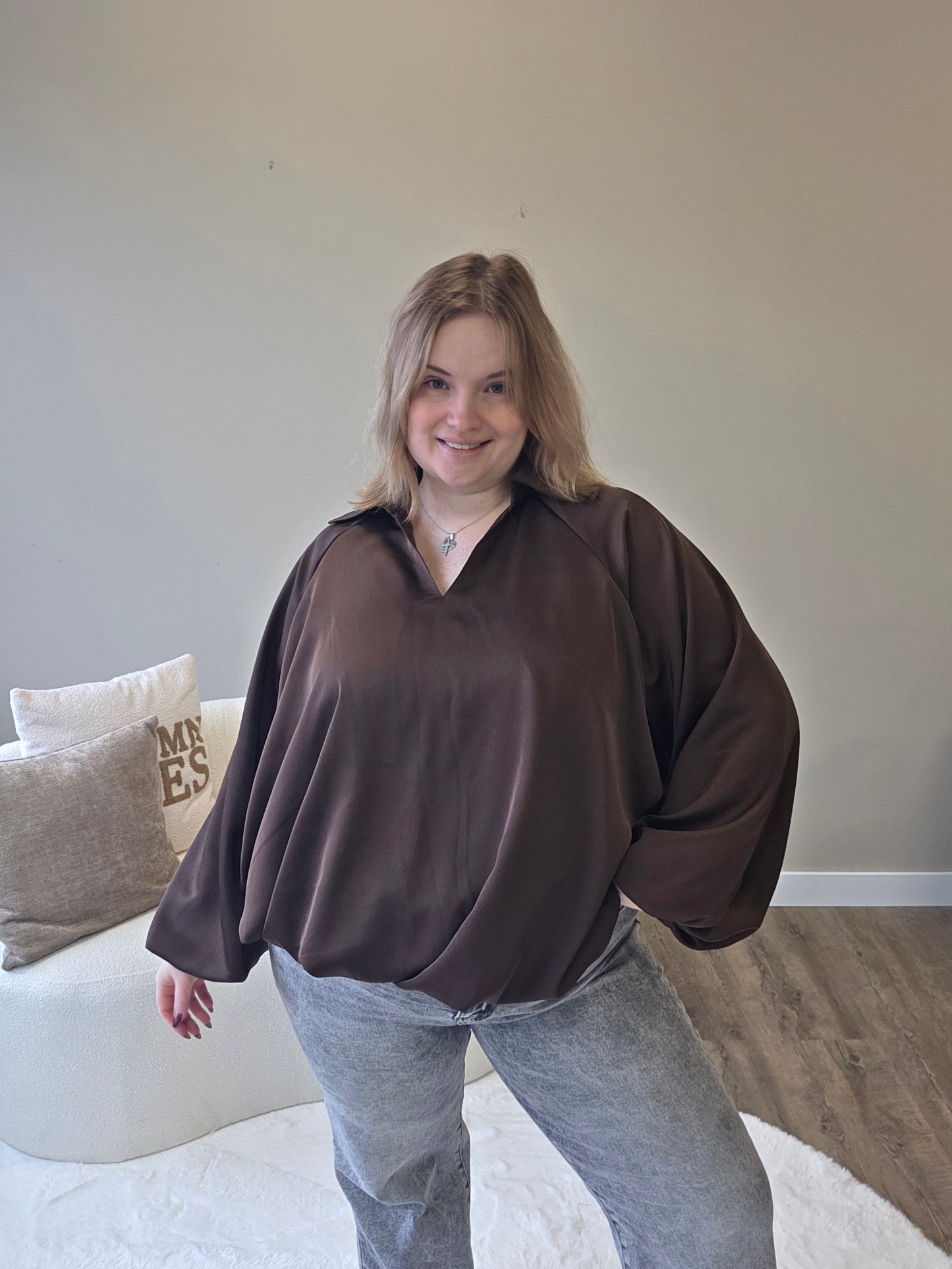 Pofmouwblouse (in 2 kleuren)