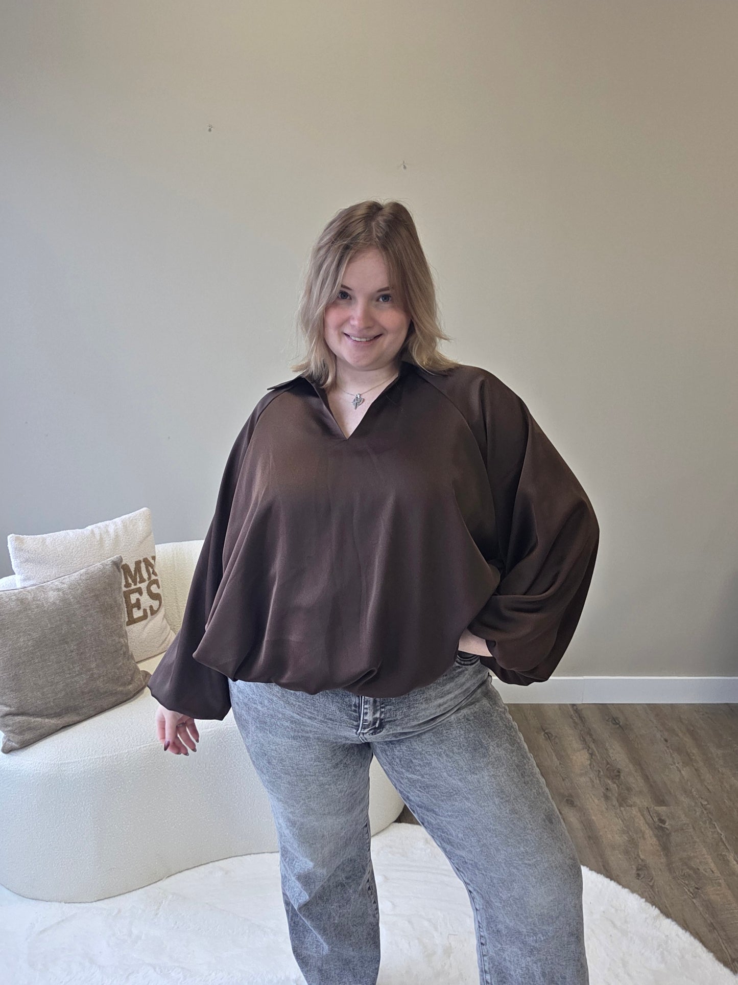 Pofmouwblouse (in 2 kleuren)