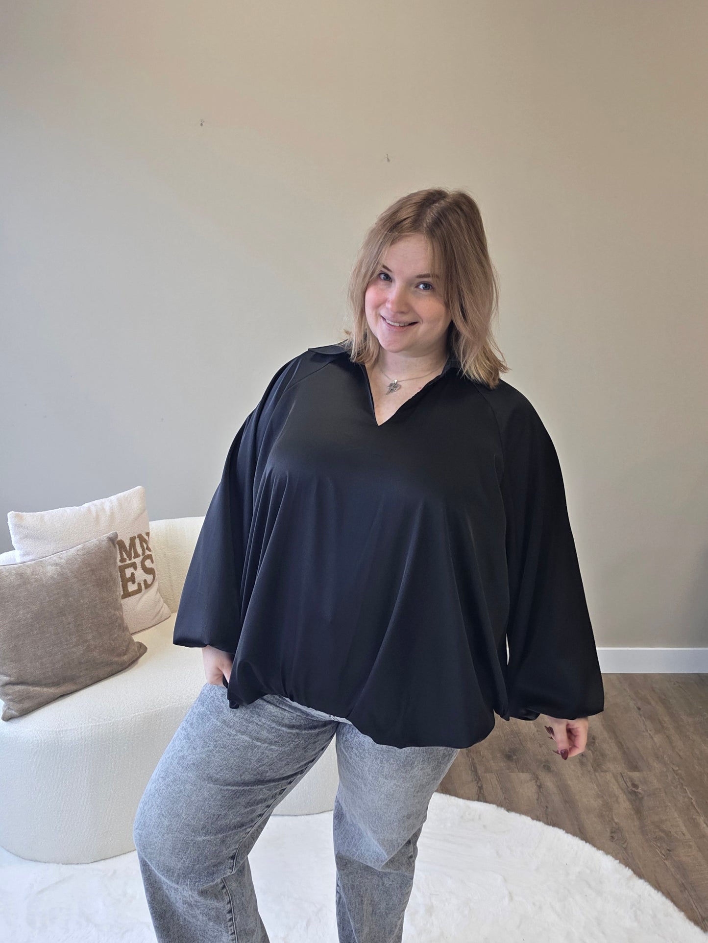 Pofmouwblouse (in 2 kleuren)