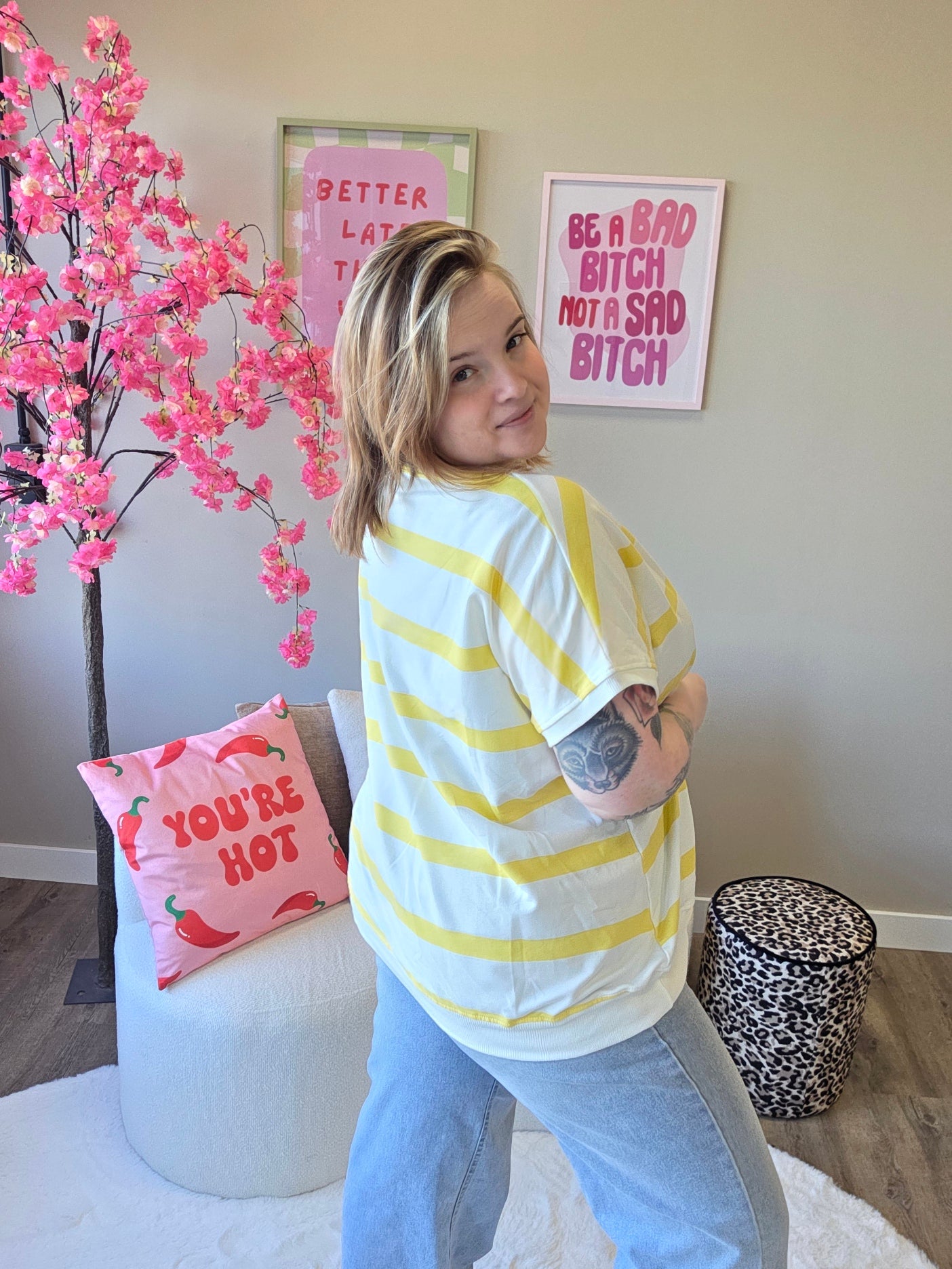 V-Hals Streep Tee's (In 4 kleuren)