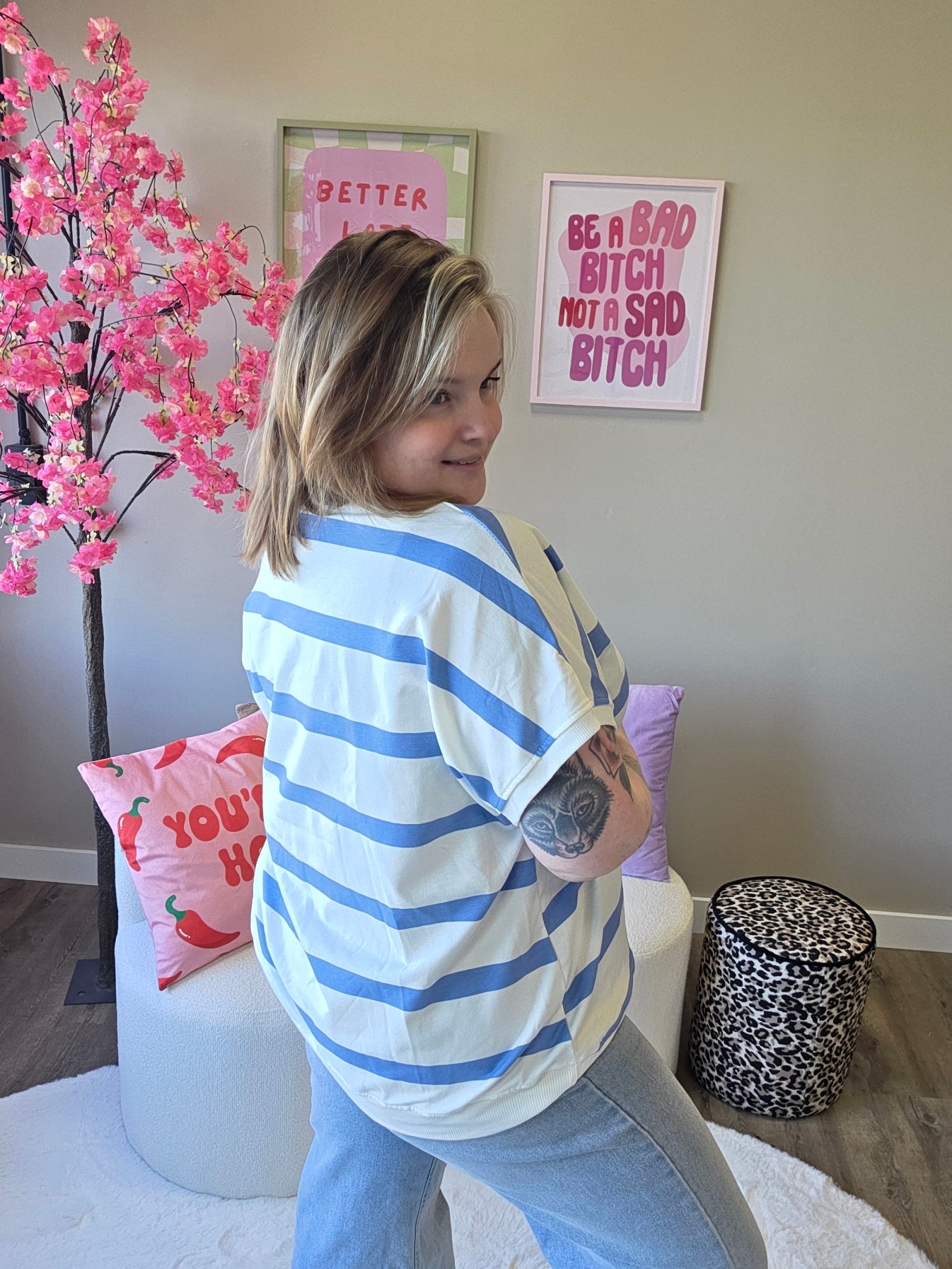 V-Hals Streep Tee's (In 4 kleuren)