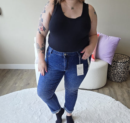 G-Smack Glitter Mom Jeans Blauw (SN173)