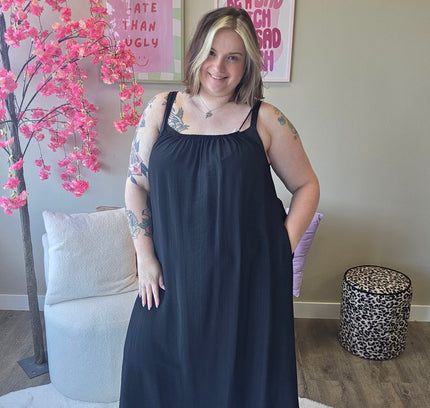 Flowy Spagetti Jurk Met Zakken (In 3 kleuren)