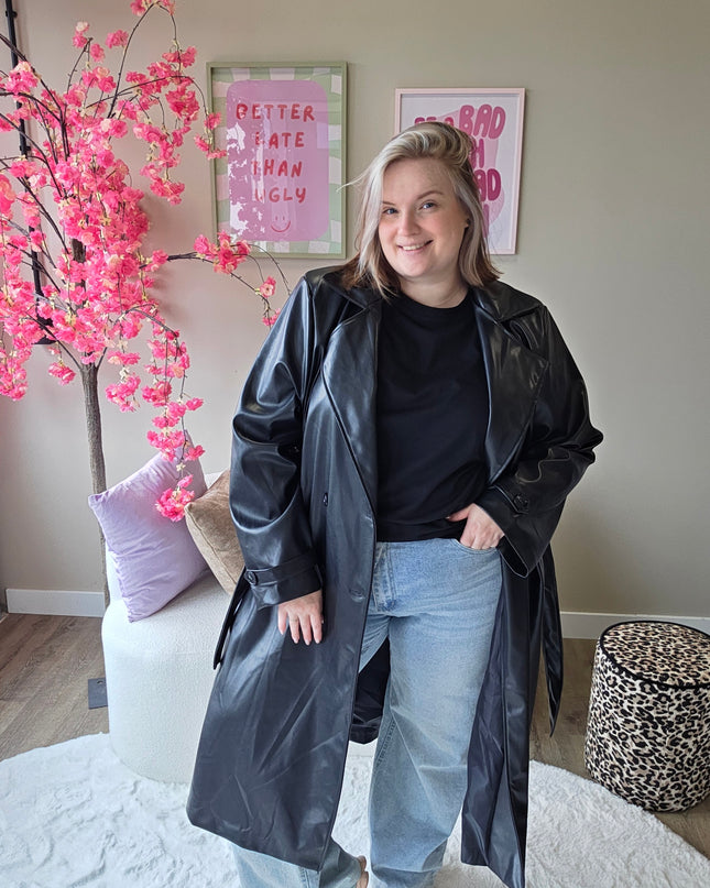 Leather look Trenchcoats (In 3 kleuren)