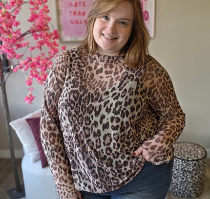 Leopard Mesh tops met rhinestones (In 3 kleuren)