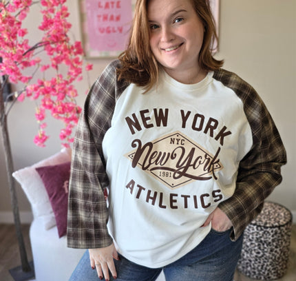 New york ruit mouw katoen TOT 52(In 4 kleuren)