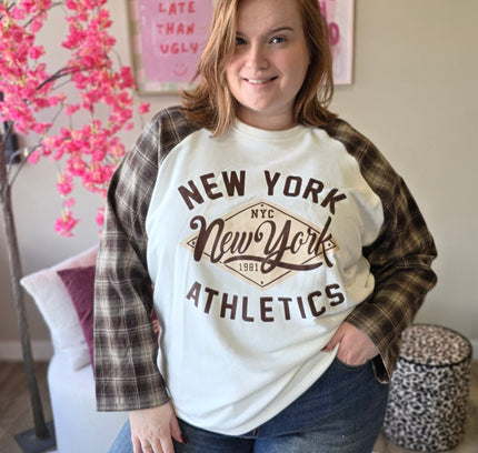 New york ruit mouw katoen TOT 52(In 4 kleuren)