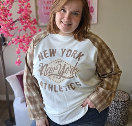 New york ruit mouw katoen TOT 52(In 4 kleuren)