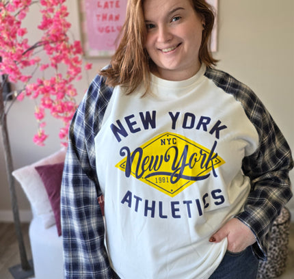 New york ruit mouw katoen TOT 52(In 4 kleuren)