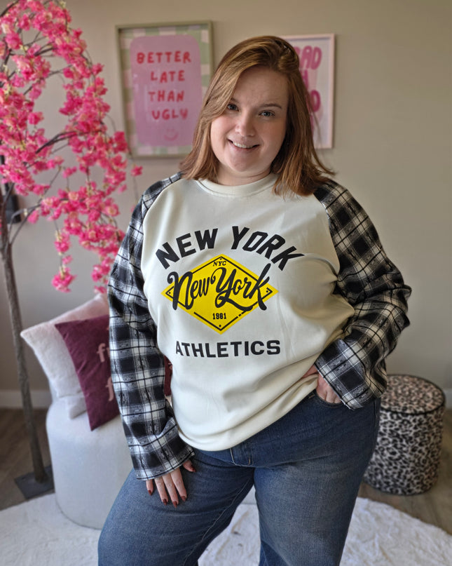 New york ruit mouw jog stof TOT MAAT 48 (In 4 kleuren)