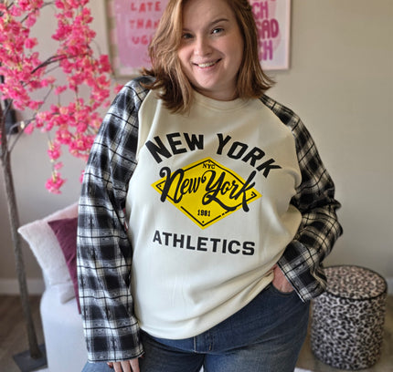New york ruit mouw jog stof TOT MAAT 48 (In 4 kleuren)