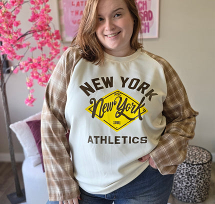 New york ruit mouw jog stof TOT MAAT 48 (In 4 kleuren)