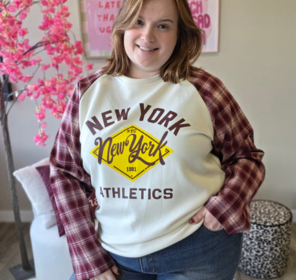 New york ruit mouw jog stof TOT MAAT 48 (In 4 kleuren)