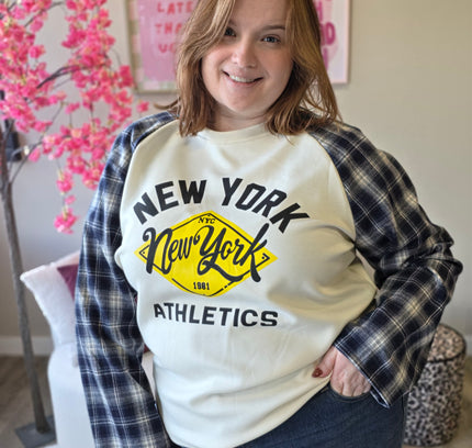 New york ruit mouw jog stof TOT MAAT 48 (In 4 kleuren)
