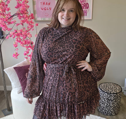 Leopard mesh dress (In 2 kleuren)