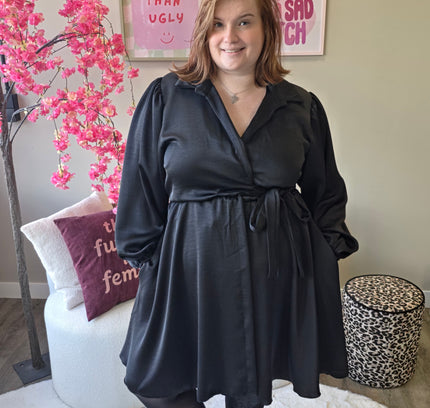 Satin look wikkeljurk kort (In 5 kleuren)