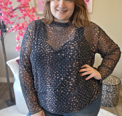 Bambi Mesh tops met rhinestones (In 3 kleuren)