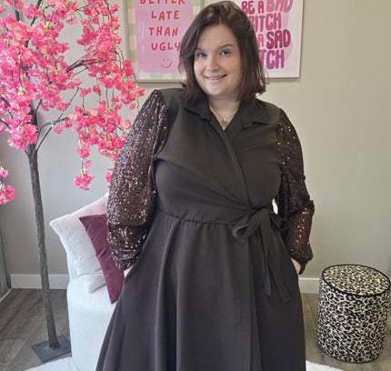 Wikkeljurk Met Pailletmouwen (In 3 kleuren)