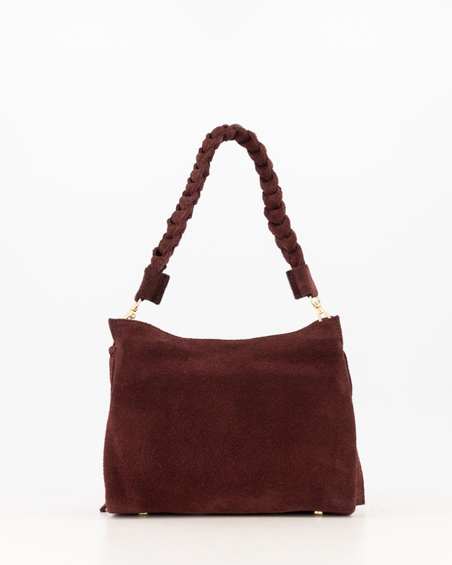 Sarah Bordeaux Suede Bag