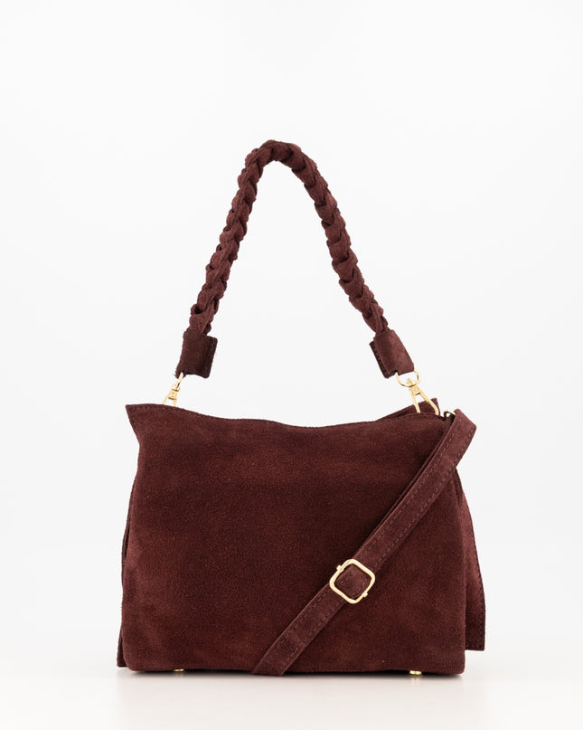 Sarah Bordeaux Suede Bag