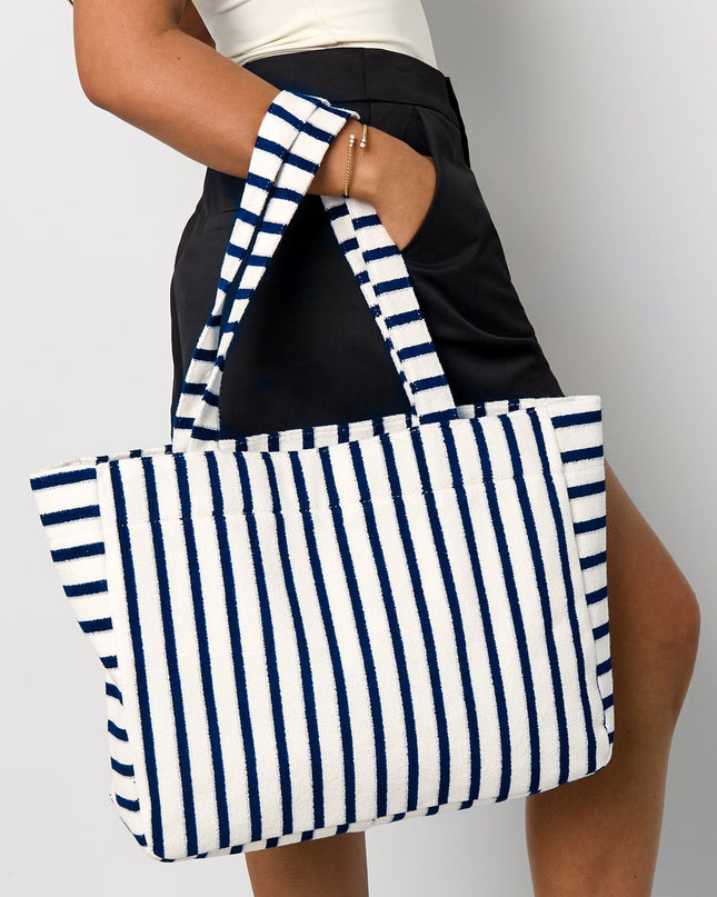 Striped beach bag Navy