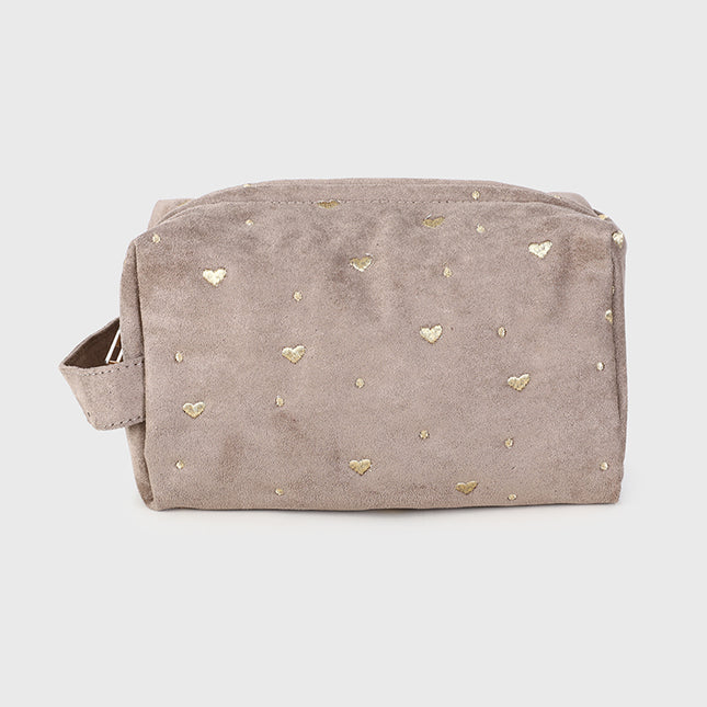 Make-up bag heart taupe