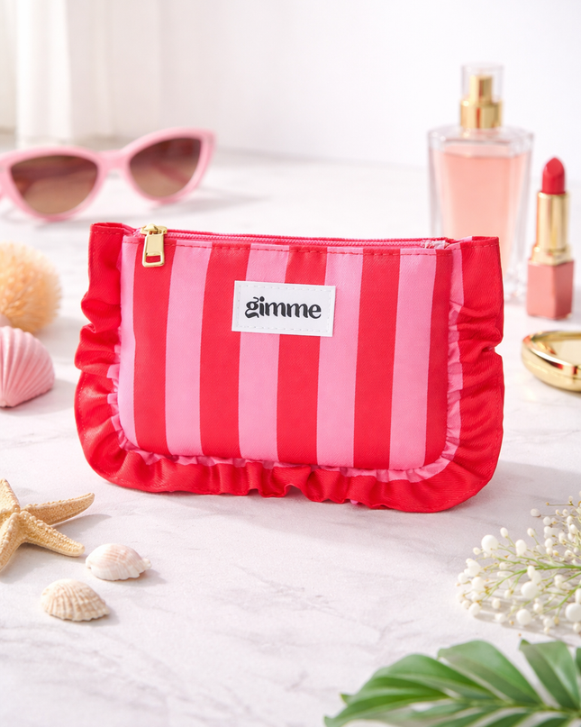 Gimme Stripes Make-up bag roze/rood