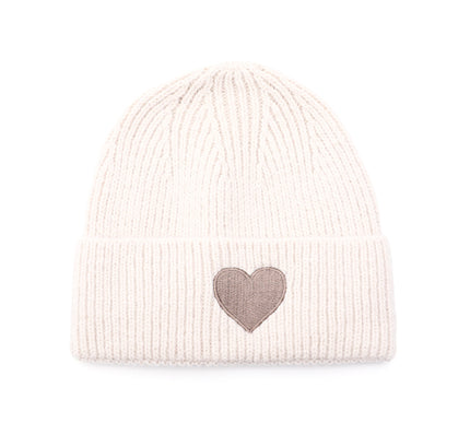 Beenie met hartje Beige