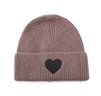Beenie met hartje Taupe