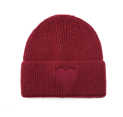Beenie met hartje Bordeaux