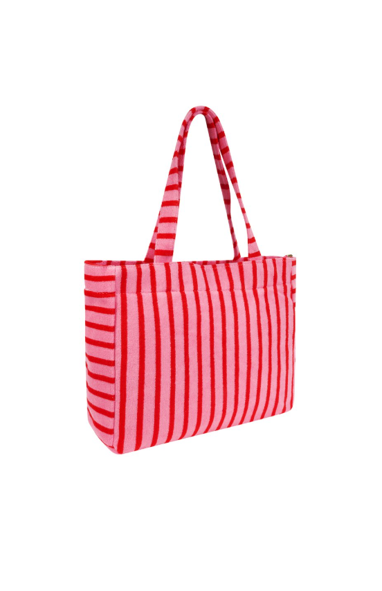Striped beach bag pink