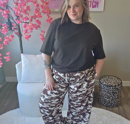 Camo plooi broek bruin