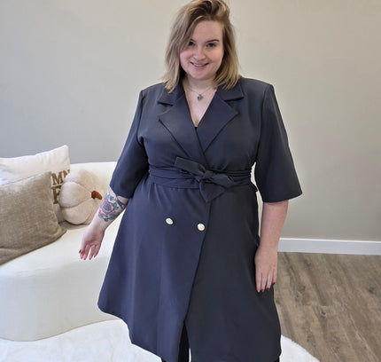 Nikki Curvelly Exclusive Blazer Dress Dark Gray