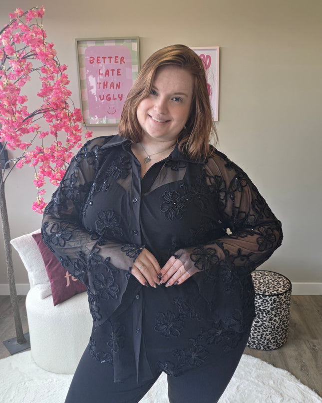 Flower Mesh Flair Blouse (In 3 kleuren)