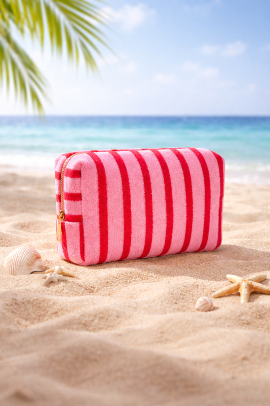 Striped Make-up bag Pink