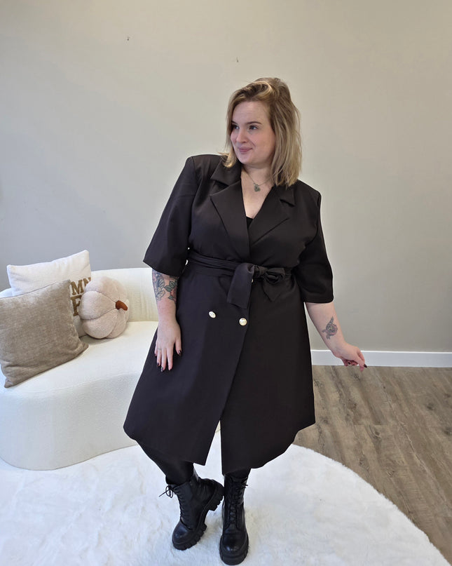 Nikki Curvelly Exklusives Blazer-Kleid Dunkelbraun