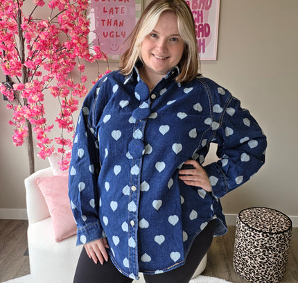 Hartjes Jeans Blouse (In 2 kleuren)