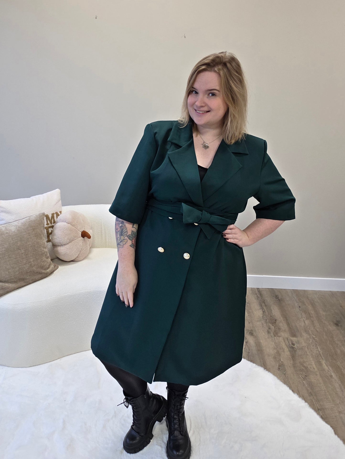 Nikki Curvelly Exclusive Blazer Dress Forest Green