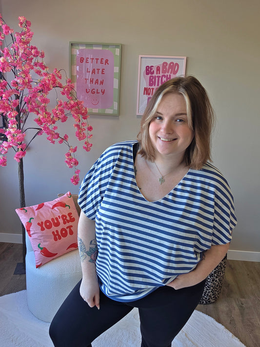 T-Shirts streep met v-hals (In 5 kleuren)