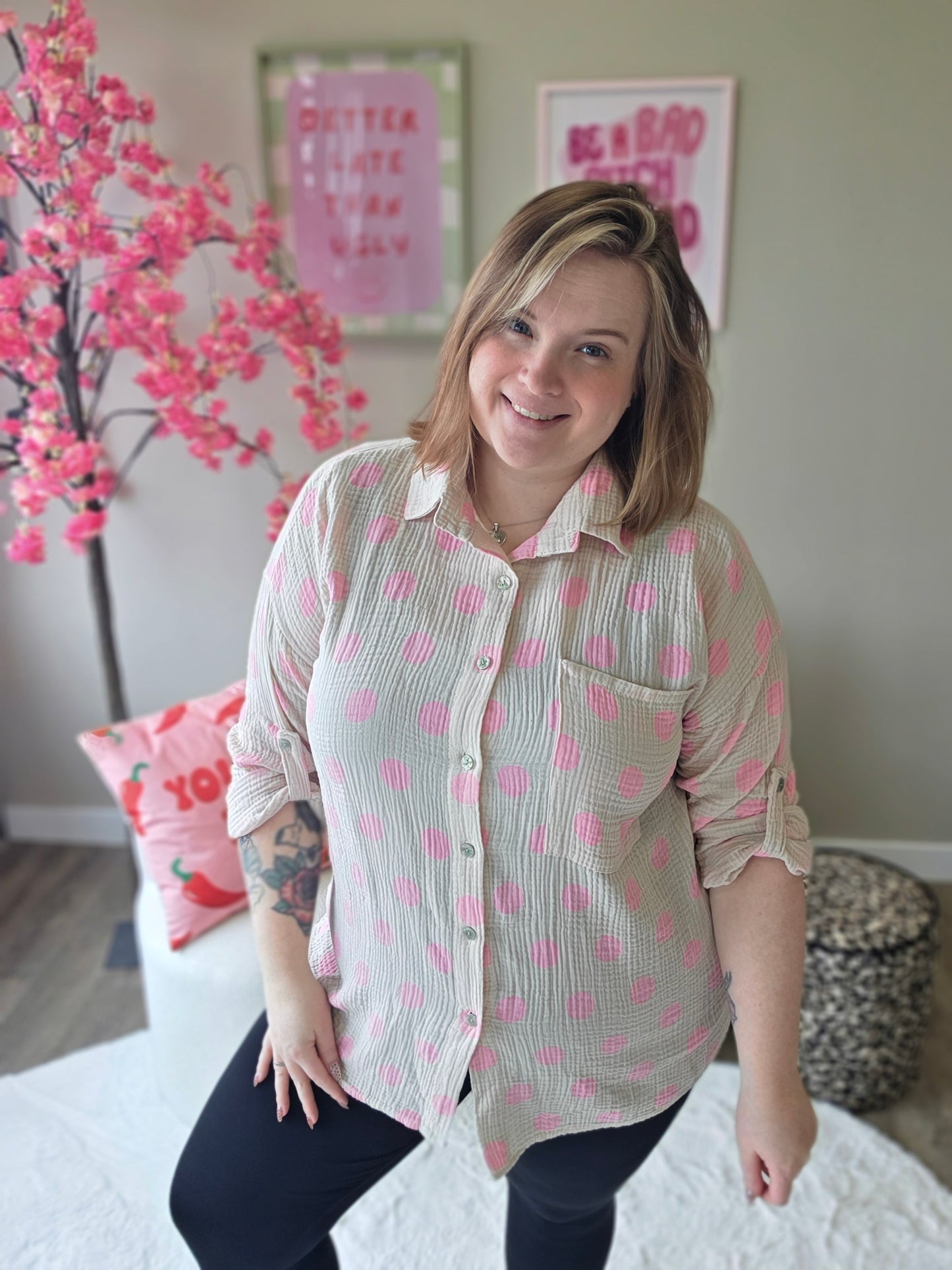 Katoenen Dot Blouse (In 4 kleuren)