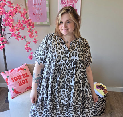 Leopard wafel jurk (In 2 kleuren)
